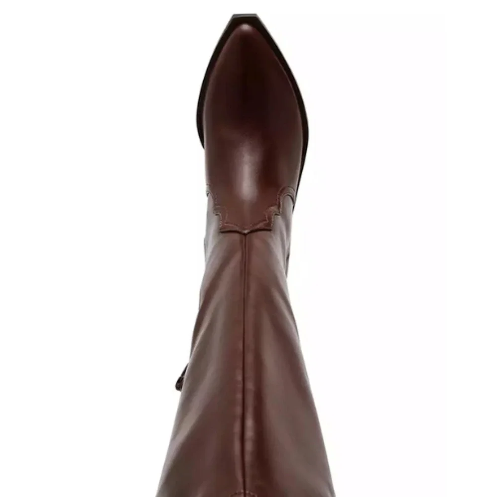 Dolce Vita Women's Kit Knee-High Cowboy Boots in Smooth Brown NEW Sz 6 - Picture 4 of 10